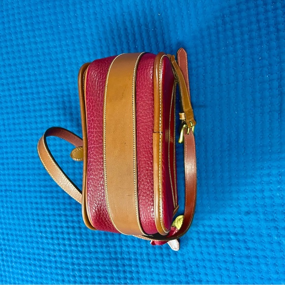 Dooney & Bourke Red and Brown Crossbody Bag with Saddle Shape - Picture 6 of 8